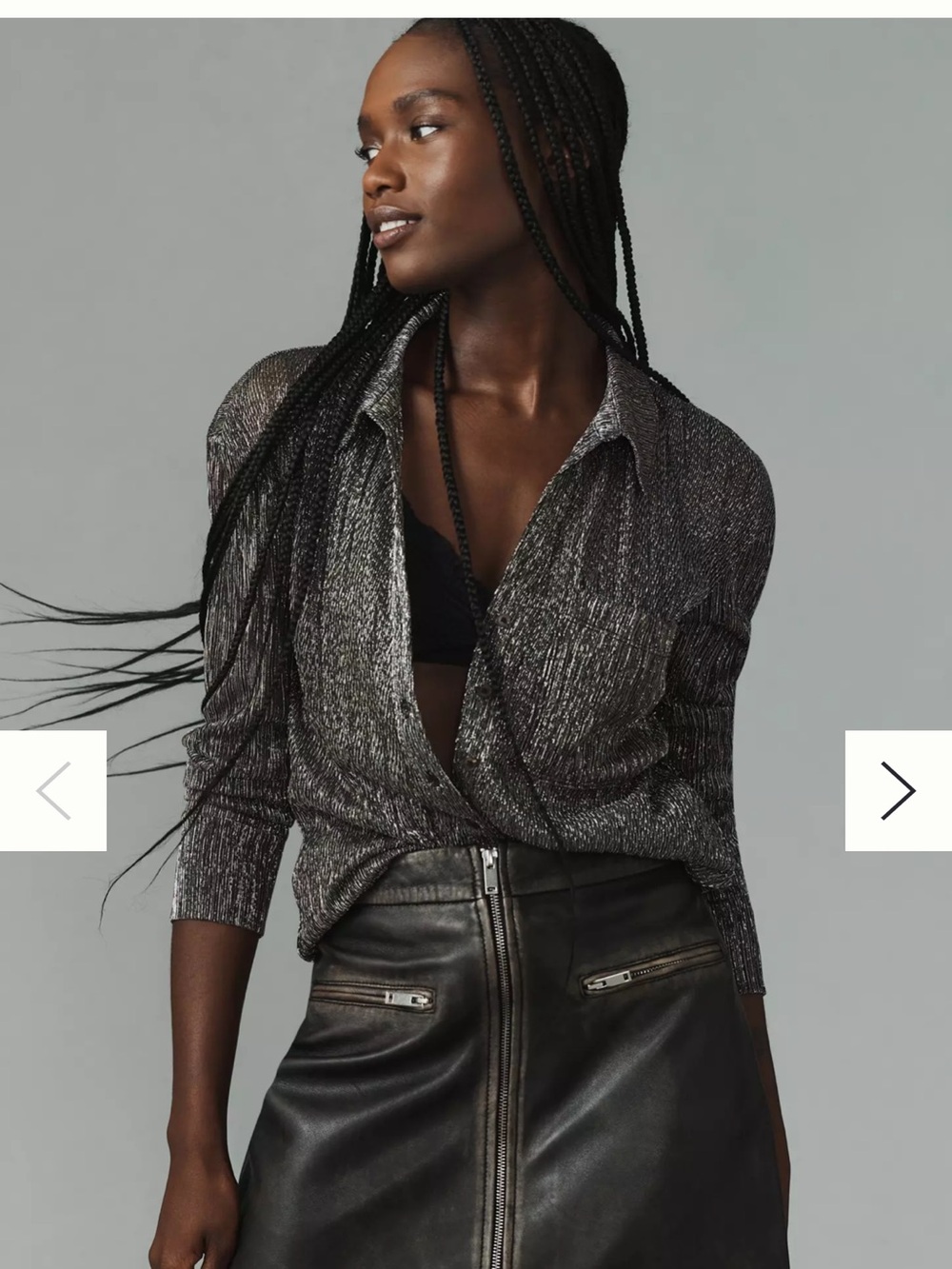 Anthropologie Pilcro Festival Glam Rock Metallic Button-Down Shirt
